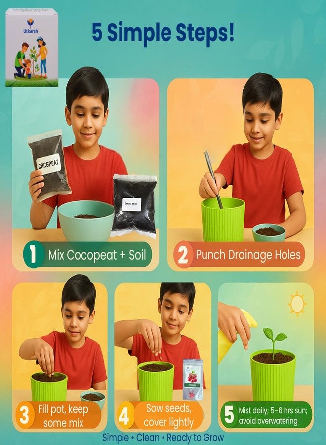 Utkarsh Cherry Tomato Seed Starter DIY Grow Kit for Gifting | Best Eco-Friendly Return Gift Ideas for Kids & Beginners | Easy to Grow it Yourself Gardening Set for Home & Kitchen Garden | Pack of 1 - Image 3